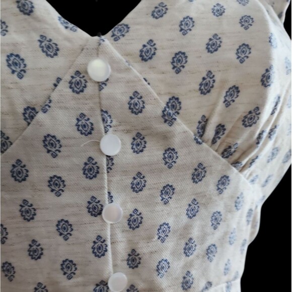 Monteau Los Angeles Empire Waist Maxi Dress Size XS Blue White Rayon Linen Blend - Picture 8 of 13
